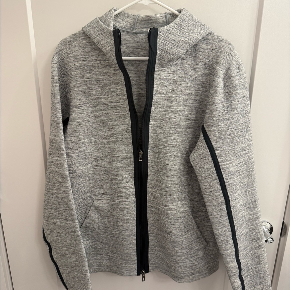 Lululemon Heather Gray Zip Up Hoodie with Black Trim